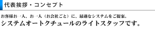 代表挨拶・コンセプト　お客様お一人、お一人（お会社ごと）に、最適なシステムをご提案。システムオートクチュールのライトスタッフです。